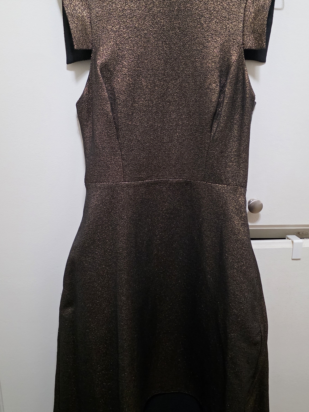 Halston Heritage Metallic Bronze & Black High-Low Cocktail Dress - Size 2